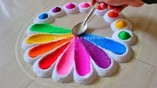 Simple rangoli designs for New year using spoon l रंगोली l easy new year rangoli l 2021 muggulu [upl. by Telracs]