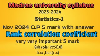 Rank correction coefficient problem in tamilbscbcastatisticsvrs maths tamil [upl. by Thoma]