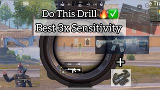 Best 3x Sensitivity Settings For Gyroscope 2024  BGMI Best Zero 3x And M4 Spray [upl. by Ecirpak]