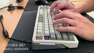 Akko Lavender Purple Switches  ilovbee B87 TKL  Leaf Spring Mount  Typing Sounds [upl. by Brindle574]