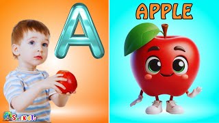 A For Apple Phonics Song Rhymes for Babies Toddler Learning Videos Nursery Rhymes and Kids Songs [upl. by Horatio701]