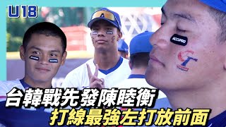 『U18 台韓戰』先發陳睦衡～打線最強的左打都放前面，第九棒換張宥謙 [upl. by Naujal]