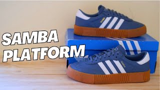 Adidas Samba Platform Sambarose  review of leather trainers in blue jeans color [upl. by Accem]