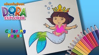 Dora the Explorer Coloring Book Mermaid Dora Coloring pages for children [upl. by Nathan]