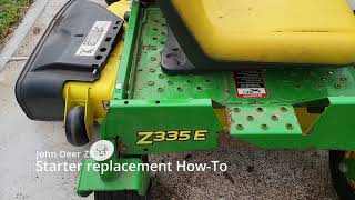 John Deere Z335E starter replacement howto [upl. by Tadd135]