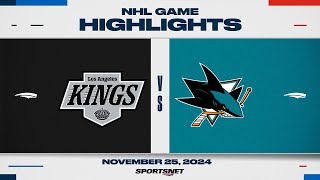 NHL Highlights  Kings vs Sharks  November 25 2024 [upl. by Annelak]