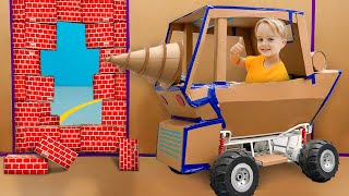 Chris and Mom Giant Box Fort Maze Challenge [upl. by Okoy516]