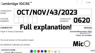 Full 062043ON23 explanation pastpaper New  Chemistry igcse [upl. by Anihsak]