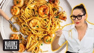 Spicy Garlic Shrimp Spaghetti  Marions Kitchen [upl. by Eirellam]