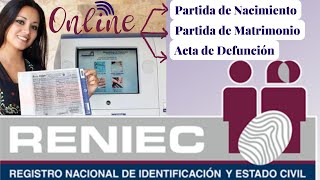 Cómo obtener partida de nacimiento acta de matrimonio o defunción en línea  Reniec [upl. by Aurora]