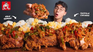 NGACO MUKBANG AYAM GEPREK NASHVILLE SUPER PEDAS GAK NGOTAK🥵 [upl. by Jelene]