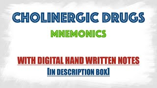 Cholinergic Drugs classification with Mnemonics [upl. by Lissie]