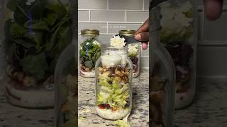 Finally trying the salad jar meal prep hack mealprepidea saladjar saladbowls [upl. by Ahsitil]