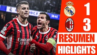 🔴 Real Madrid vs Ac Milan 13 Resumen y Goles  UEFA Champions League 202425 [upl. by Ahsemat]