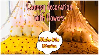 Canopy Decoration with flowers  Haldi function Decoration Haldi decoration Ideas at Home [upl. by Blanc102]