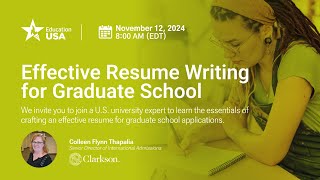 Effective Resume Writing for Graduate School [upl. by Coheman]