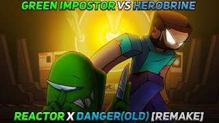 Reactor x Dangerold  Green Impostor Vs Herobrine  Remake V2 FNF Mashup [upl. by Atnoid]