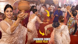 Tanisha Mukherjee also did Dhunuchi dance with Mukherjee family  Durga Puja [upl. by Annahoj]