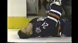 Bryan Marchment crashes into penalty box door and KOs himself 1997 [upl. by Lunsford]