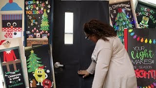 Decorating my classroom door  Vlogmas Day 10 [upl. by Kerred260]