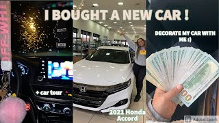 buying my brand NEW car🤍 at 19 years old car tour  decorating 2021 Honda Accord Sport [upl. by Naihs]