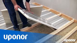 Installation af gulvvarme med Uponors selvbærende gulvvarmekassette med isolering [upl. by Naek]