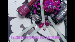 Halloween Nail art Pink Gellac Beautiful Black amp deep purple♥ Diamantnails [upl. by Qifahs]