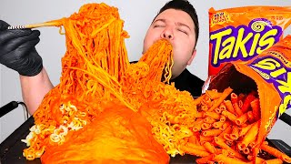 Matt Stonies 10000 Calorie EXTREMELY CHEESY Takis SPICY FIRE Noodle Challenge 907g OF CHEESE [upl. by Aroc]