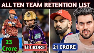 All TEN IPL TEAM RETENTION LIST [upl. by Tolecnal614]