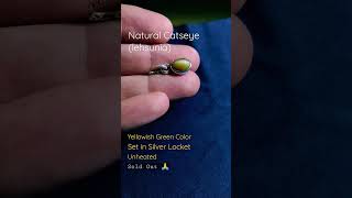 Catseye  Lehsunia Locket Video  Yellowish Green Texture  Handmade Silver Pendant [upl. by Ynes]