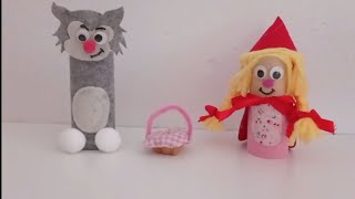 Cuentos infantiles clásicos Caperucita roja y el lobo feroz Títeres caseros [upl. by Eelana993]