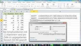 Excel  SUMMENPRODUKT  einfach und bedingt [upl. by Aihsakal]