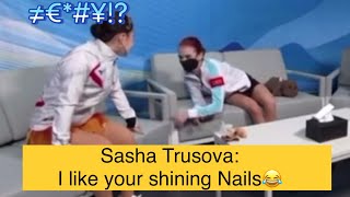 Sasha Trusova very interested in Wakaba Higuchi‘s shining nails 2022 Winter Olympic skating Video [upl. by Pollard]