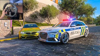 Audi RS6 Police chase  Forza Horizon 5  Logitech g920 gameplay [upl. by Arretal]