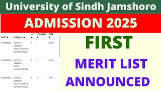 Sindh University First Merit List of 2025  Sindh University Admissions 2025 BS 3rd YearMaster [upl. by Steffane]