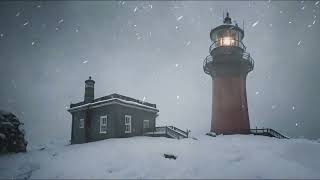 Lighthouse Snowstorm Ambience Sounds of Winter Blizzard with Howling Winds for Sleep and Relax [upl. by Victoir]