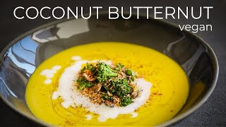 Coconut Butternut Squash Soup Recipe  Easy vegan Thanksgiving meal idea [upl. by Zoba573]