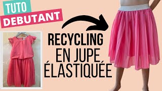 TUTO upcycling  coudre une jupe avec élastique apparent [upl. by Hsakiv931]