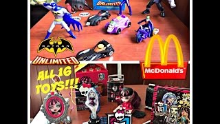 Batman Unlimited amp Monster High MCDONALDS Happy Meal Toys August 2015 ALL 16 [upl. by Lesak]