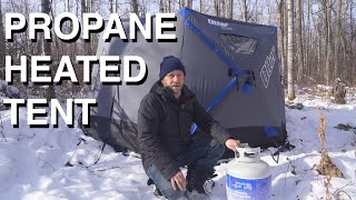 Camping In Propane Heated Tent [upl. by Eissel151]