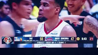 JUSTIN BROWNLEE 4 POINT SHOT BRGY GINEBRA VS TNT FINAL GAME 1 [upl. by Otrevlig]