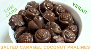 Salted caramel coconut pralines recipe  Low carb sugar free  Vegan [upl. by Nylesor]