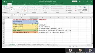CÁLCULO DE GASTOS OPERACIONALES Y BENEFICIOS SOCIALES [upl. by Harmony575]