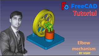 FreeCAD Tutorial  How to make an elbow mechanism  By Vijay freecad cad 3dmodeling design [upl. by Ahsuas]