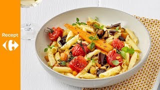 Pasta met gekonfijte tomaten wortel en aubergine pijnboompitten [upl. by Toombs]