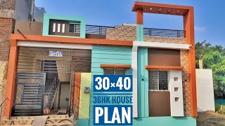 North face house plan  30×40 3bhk house plan amp design [upl. by Adnaram]