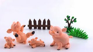 LETS CLAY Piglet tutorial  polymer clay [upl. by Ellerey]