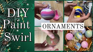 DIY Swirl Paint Ornaments  Mesmerizing Christmas Decor [upl. by Arihsay]