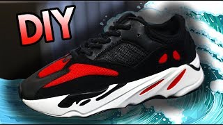 HOW TO YEEZY BRED RUNNER CUSTOM FROM WAVE RUNNER 700S [upl. by Ertha]