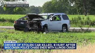 Wisconsin police chase ends in deadly crash in Illinois 4 children among 8 injured sheriff says [upl. by Aisile]